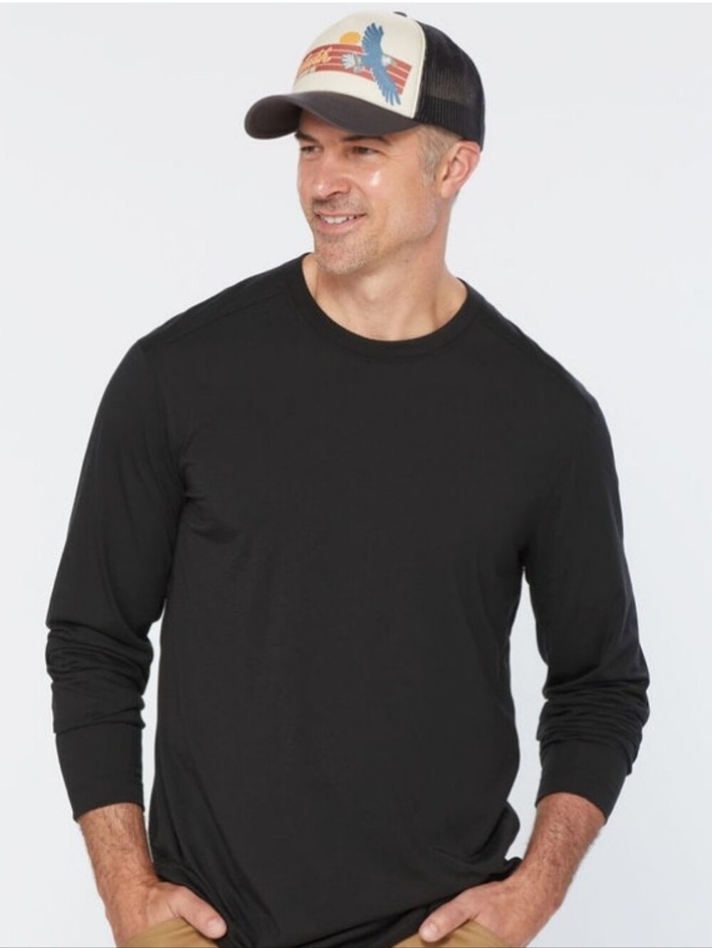 Duluth Men's Black Dry On The Fly Long-Sleeve Crewneck Shirt